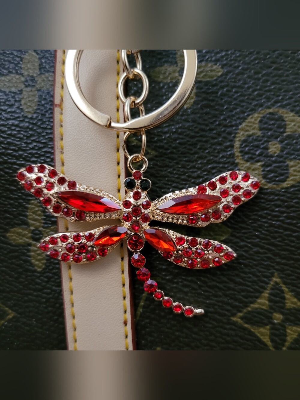 2/$20 Red Dragonfly Crystal Rhinestone Keychain Bag Charm